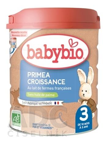 BabyBIO PRIMEA 3  Croissance následné dojčenské bio mlieko (od ukonč. 10. mesiaca) 1x800 g