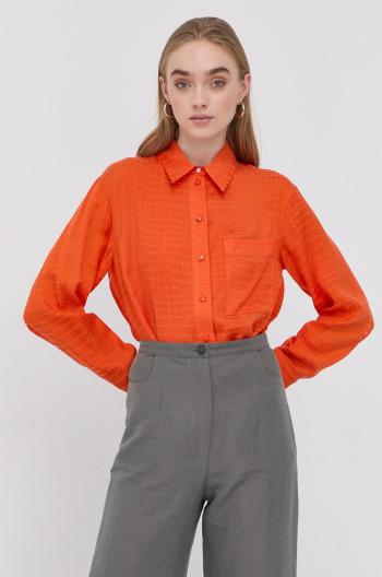 Košeľa Patrizia Pepe dámska, oranžová farba, voľný strih, s klasickým golierom