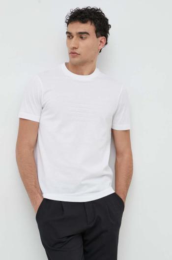 Bavlnené tričko Emporio Armani biela farba, s nášivkou