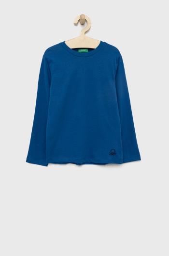 Detská bavlnená košeľa s dlhým rukávom United Colors of Benetton jednofarebný