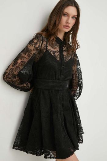 Šaty Answear Lab X limitovaná kolekcia SISTERHOOD čierna farba, mini, áčkový strih