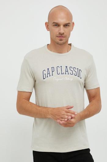 Bavlnené tričko GAP (2-pak) béžová farba, jednofarebné