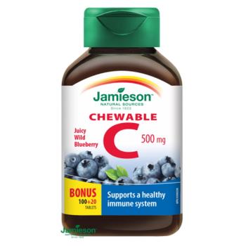 JAMIESON Vitamín C 500 mg s príchuťou čučoriedky 120 tabliet na cmúľanie