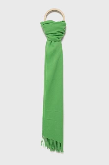 Vlnený šál Samsoe Samsoe zelená farba, jednofarebný
