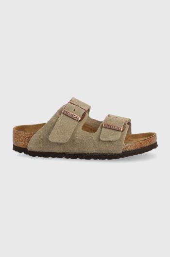 Detské semišové šľapky Birkenstock béžová farba