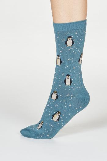 Modrozelené vzorované ponožky Dona Penguin