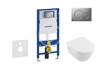 GEBERIT - Duofix Modul na závesné WC s tlačidlom Sigma01, matný chróm + Villeroy Boch - WC a doska, DirectFlush, SoftClose, CeramicPlus 111.300.00.5 NB3