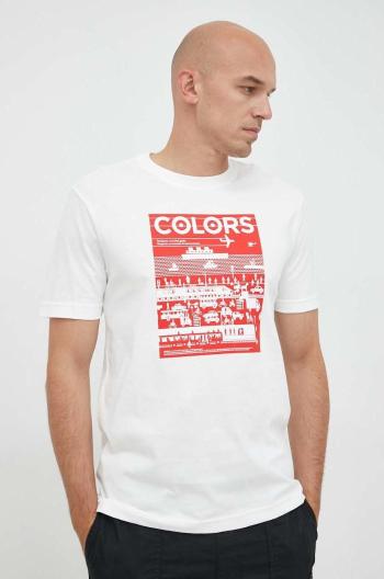 Bavlnené tričko United Colors of Benetton Colors béžová farba, s potlačou