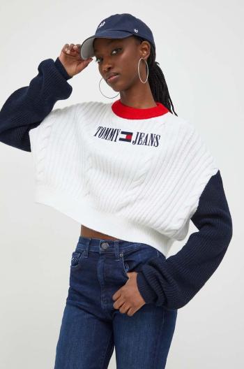 Sveter Tommy Jeans dámsky,béžová farba,tenký,DW0DW17497