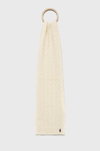 Bavlnený šál Polo Ralph Lauren béžová farba, jednofarebný