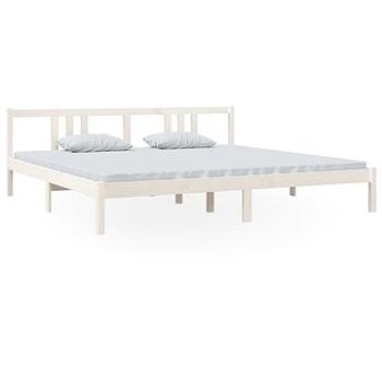 Rám postele biely masívne drevo 200 × 200 cm, 814905