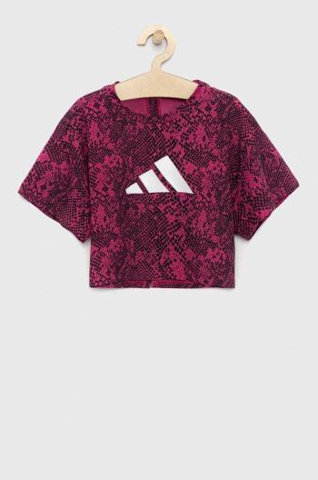 Detské tričko adidas G TI AOP TEE ružová farba