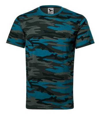 MALFINI Maskáčové tričko Camouflage - Maskáčová petrolejová | L