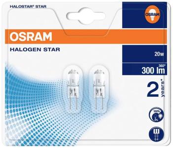 OSRAM halogénová žiarovka En.trieda 2021: G (A - G) G4 33 mm 12 V 20 W teplá biela pinová objímka stmievateľná 2 ks