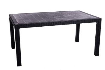DEOKORK Záhradný stôl z umelého ratanu MANHATTAN 161 x 95 cm (antracit)