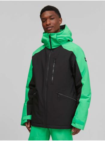 Zeleno-čierna pánska športová zimná bunda s kapucou O'Neill Diabase Jacket