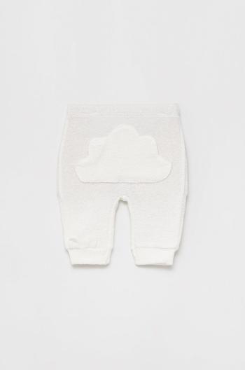 Detské bavlnené nohavice United Colors of Benetton biela farba, jednofarebné