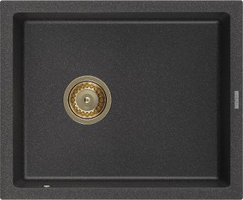 MEXEN/S MEXEN/S - Pedro granitový drez 1-miska 560 x 460 mm, čierna kropenatý, sifón zlatá 6508561000-76-G