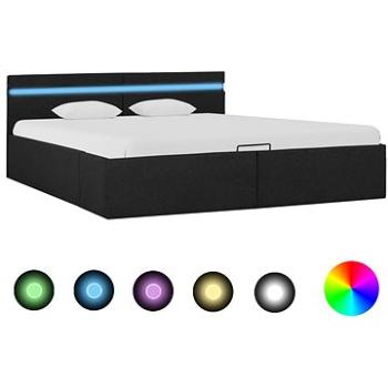 Rám postele s úložným priestorom, LED, tmavosivý textil, 160 x 200 cm (285604)
