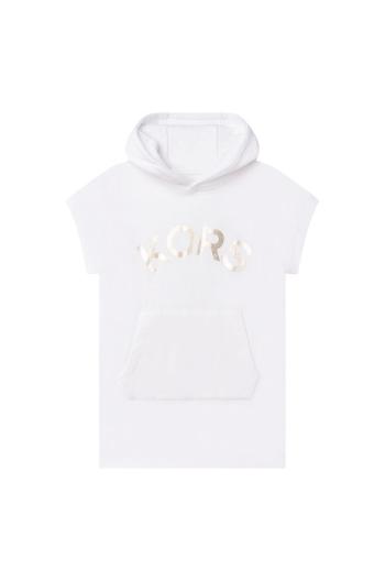 Dievčenské bavlnené šaty Michael Kors biela farba, mini, rovný strih