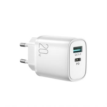 Joyroom Dual Charger sieťová nabíjačka USB-A QC / USB-C PD 20W, biela (L-QP2011)