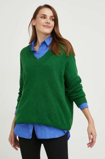 Vlnený sveter Answear Lab dámsky, zelená farba, tenký,