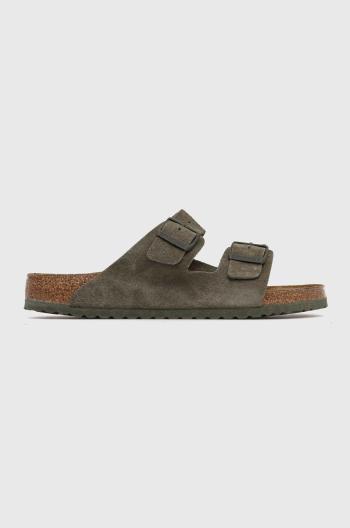 Semišové šľapky Birkenstock Arizona pánske, zelená farba, 1025657