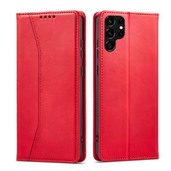 MG Magnet Fancy knižkové kožené puzdro na Samsung Galaxy S22 Ultra, červené