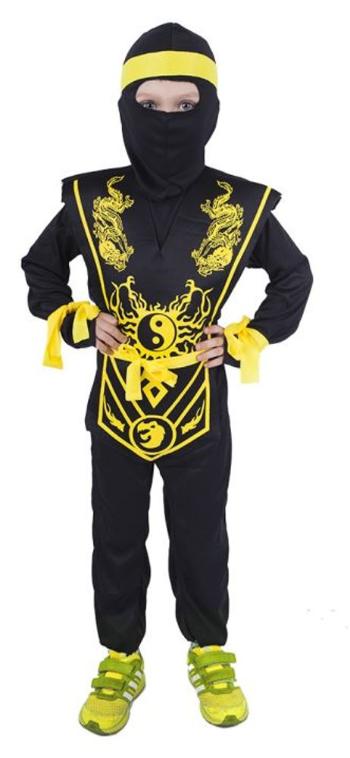 Detský kostým Ninja žltý veľkosť S - RAPPA