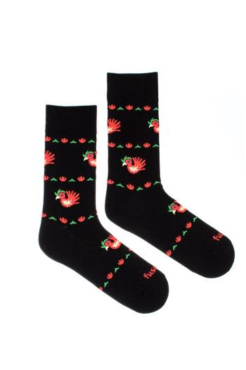 Čierne vzorované ponožky Kohútik