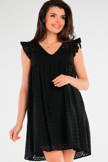 Čierne bavlnené šaty A433