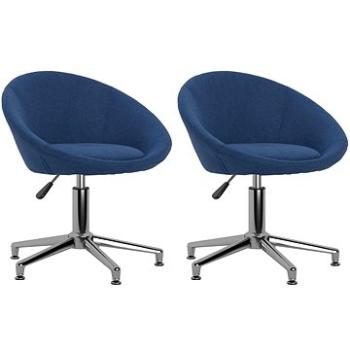 Otočné jedálenské stoličky 2 ks modré textil, 330456