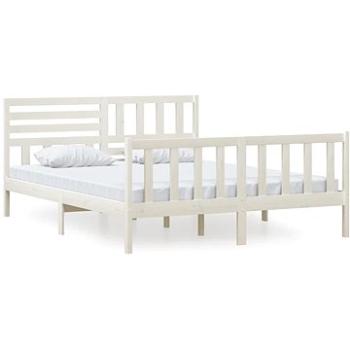 Rám postele biely masívne drevo 160 × 200 cm, 3101164