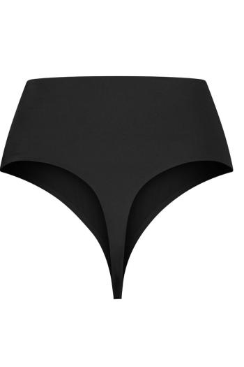 Čierne bezšvové tango nohavičky s vysokým pásom Invisible Mid Waist Thong