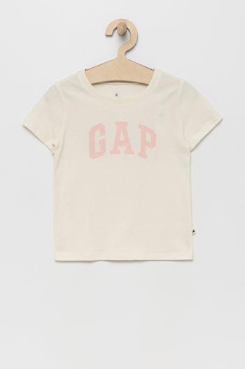 Detské bavlnené tričko GAP béžová farba,