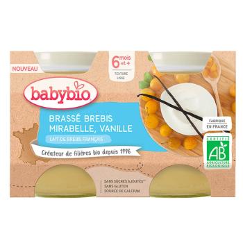 Babybio Brassé z ovčieho mlieka + mirabelky + vanilky 2 x 130 g
