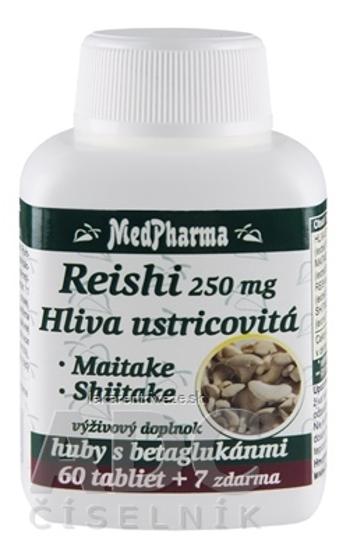 MedPharma REISHI 250 mg, Hliva ustricovitá tbl (huby s betaglukánmi) 60+7 zdarma (67 ks)