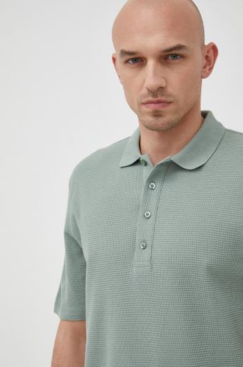 Bavlnené polo tričko Sisley zelená farba, jednofarebné