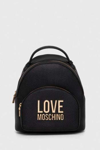 Ruksak Love Moschino dámsky, čierna farba, malý, s nášivkou