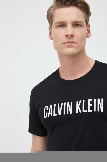 Bavlnené tričko Calvin Klein čierna farba, vzorované