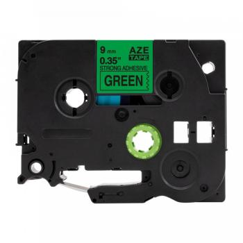 Kompatibilná páska s Brother TZ-S721 / TZe-S721, 9mm x 8m, extr.adh. čierna tlač / zelený podklad