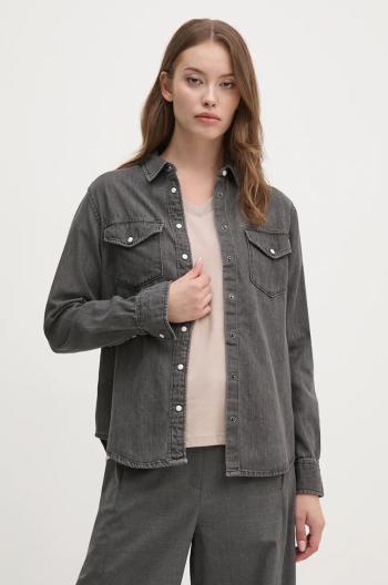 Rifľová košeľa Pepe Jeans REGULAR SHIRT dámska, šedá farba, regular, s klasickým golierom, PL304894XM6