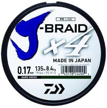 Daiwa splietaná šnúra j-braid 4 žltá 270 m-priemer  0,21 mm / nosnosť 12,4 kg