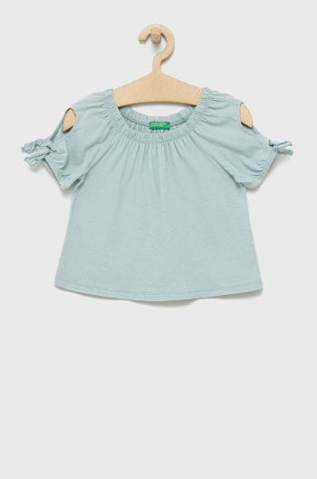 Detské tričko United Colors of Benetton tyrkysová farba, jednofarebná