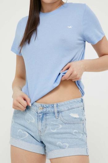 Šortky Hollister Co. CURVY JEANS dámske, vzorované, vysoký pás