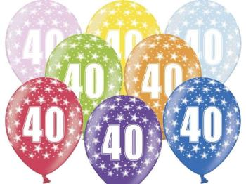 Silné balóny 30 cm metalický mix - narodeniny č. 40 - PartyDeco