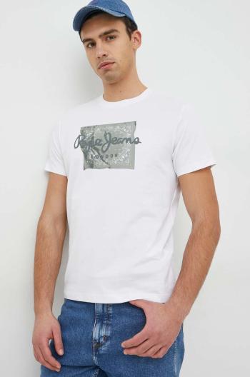 Bavlnené tričko Pepe Jeans alcott biela farba, s potlačou