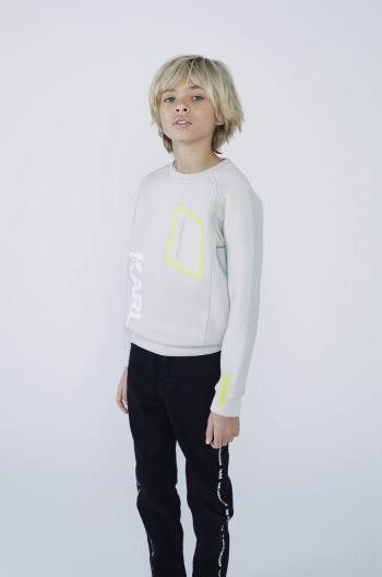 Detská mikina Karl Lagerfeld béžová farba, s potlačou