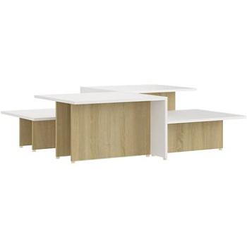Konferenčné stolíky 2 ks sonoma a biele 111,5 × 50 × 33 cm drevotrieska (805572)