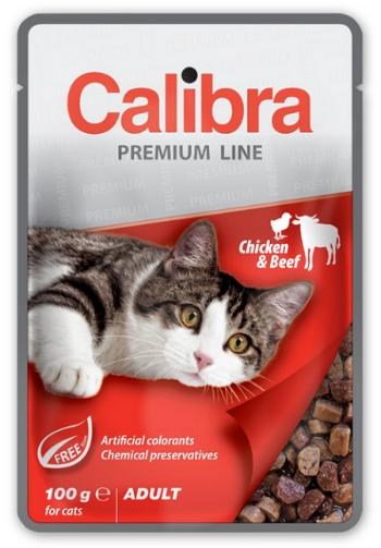 Calibra KAPSIČKA Premium cat Adult Kura & hovädzie v omáčke 24x100g